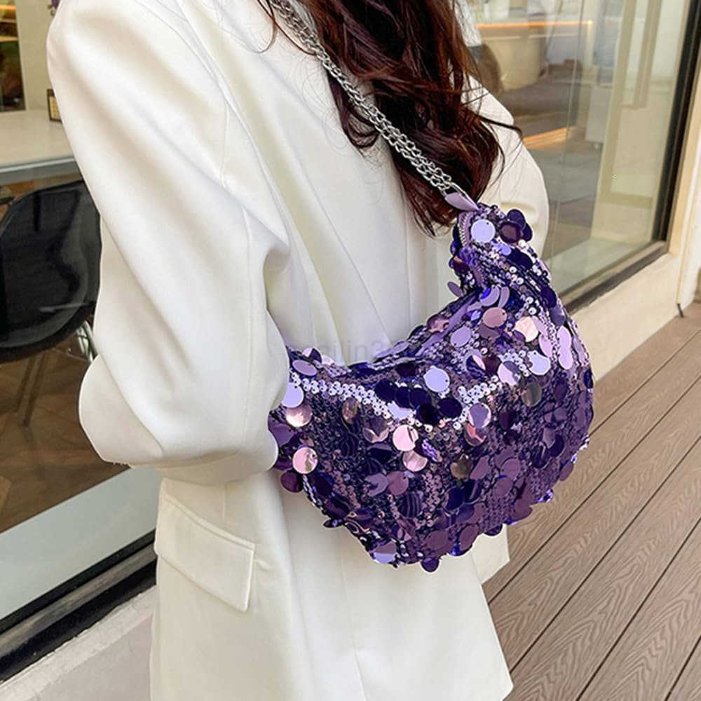 Womens Evening Handbag Large Sequin Evening Bag Purses for Women Glitter Sparkly Handbag with Link Chain for Party Z25909