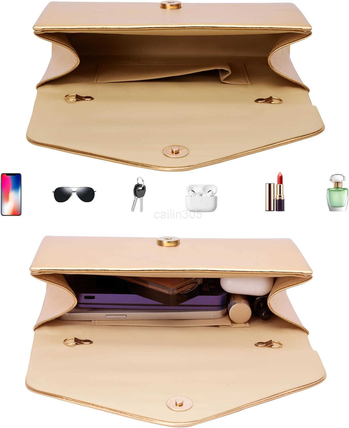 Envelope Clutch Purse for Women Vegan Leather Evening Bag with Chain Strap Wedding Cocktail Party Formal Handbag Z25909
