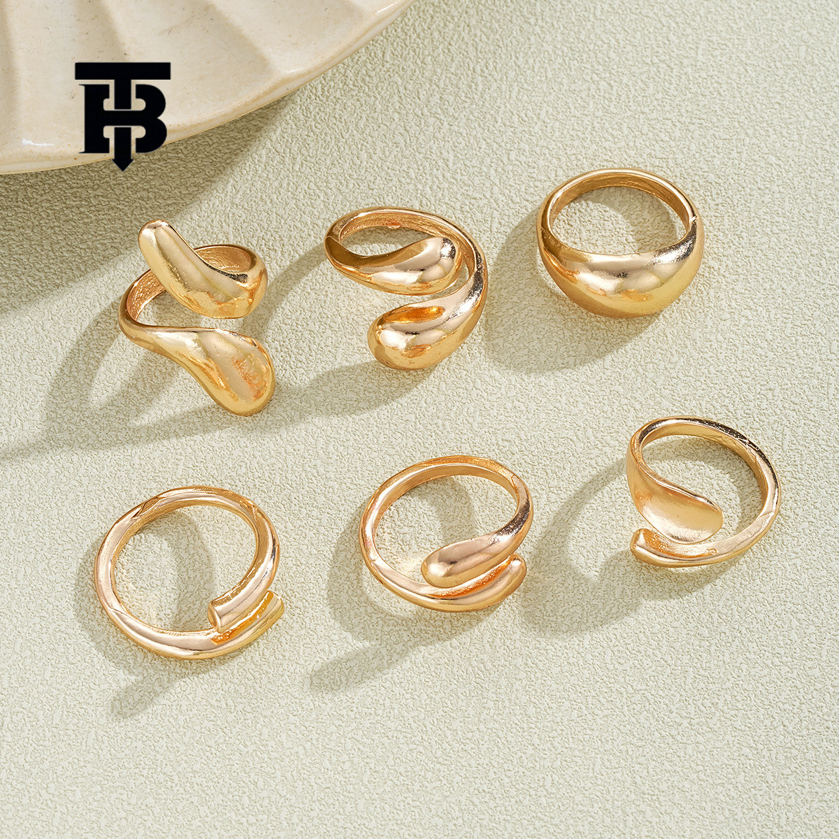 TB BHULAMTE Free Shipping New Designer Accessories Fashion Irregular Water Drop Gold Ring Light Luxury Elegant Design Jewelry Set
