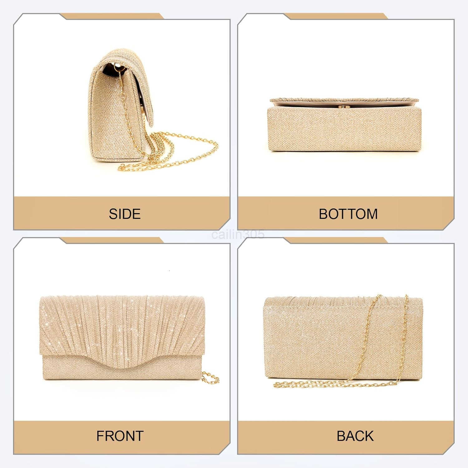 Clutch Purses for Women Evening Elegant Handbag with 5 Bracelets Clutch or Crossbody Style for Wedding and Prom Z25909