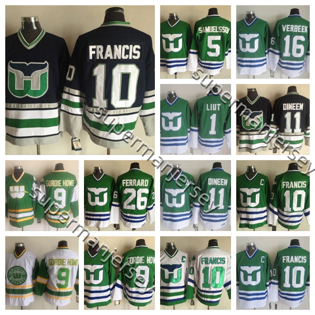 RON FRANCIS CHRIS PRONGER CCM Throwback Hartford Whalers Hockey Jersey GORDIE HOWE BRENDAN SHANAHAN JOEL QUENNEVILLE KEVIN DINEEN RAY FERRARO MIKE LIUT XS4XL NEW