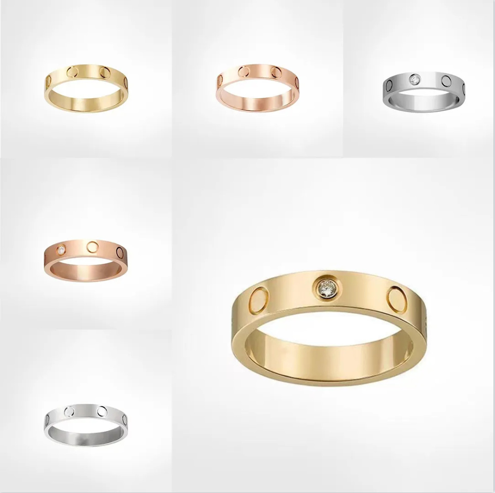 screw ring women classic luxury designer jewelry men diamond Titanium steel Alloy Gold-Plated Gold Silver Rose Never fade Not allergic 4mm 5mm 6mm gift