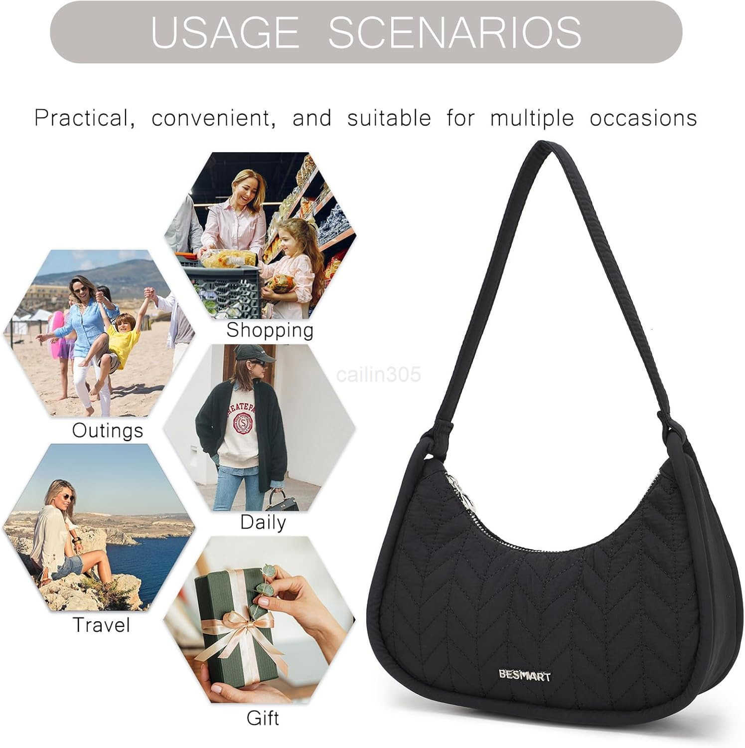 Small Handbag Shoulder Bag for WomenLadies Trendy Armpit Bag Quilted Underarm Bag Jacquard Evening Bag Z25909