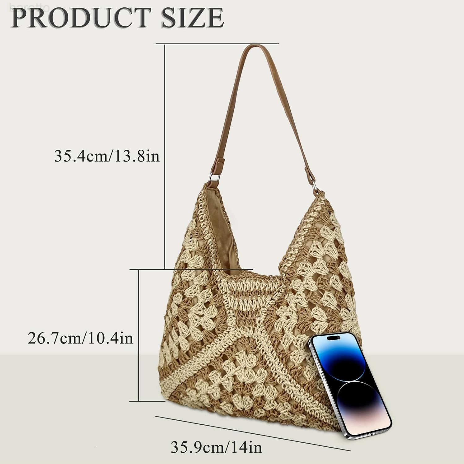 Hobo Bags for Women Large Capacity Woven Beach Tote Bag Summer Vintage Crochet Shoulder Bag for Travel Z250909