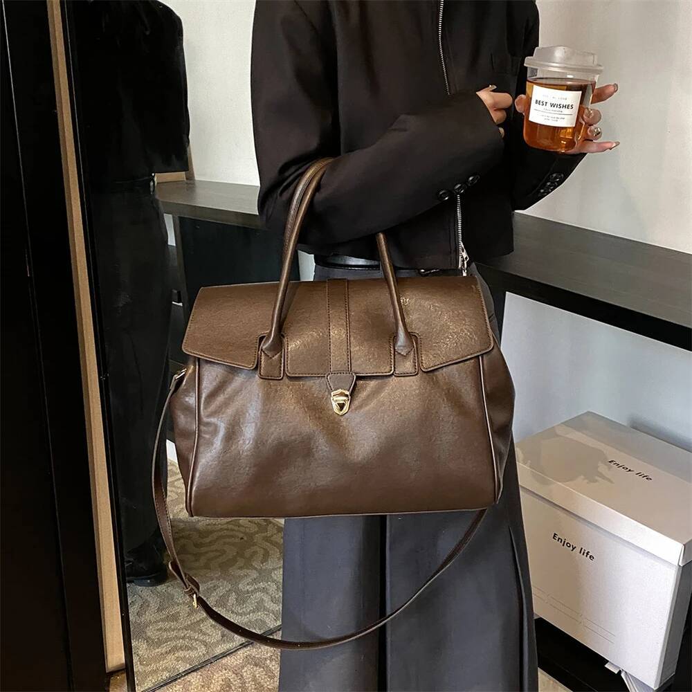 Large Capacity Women's Crossbody Bag Handbag Retro Style Women's Shoulder Bag Autumn New design Minimalist Designer Bag Flip Top Solid Color