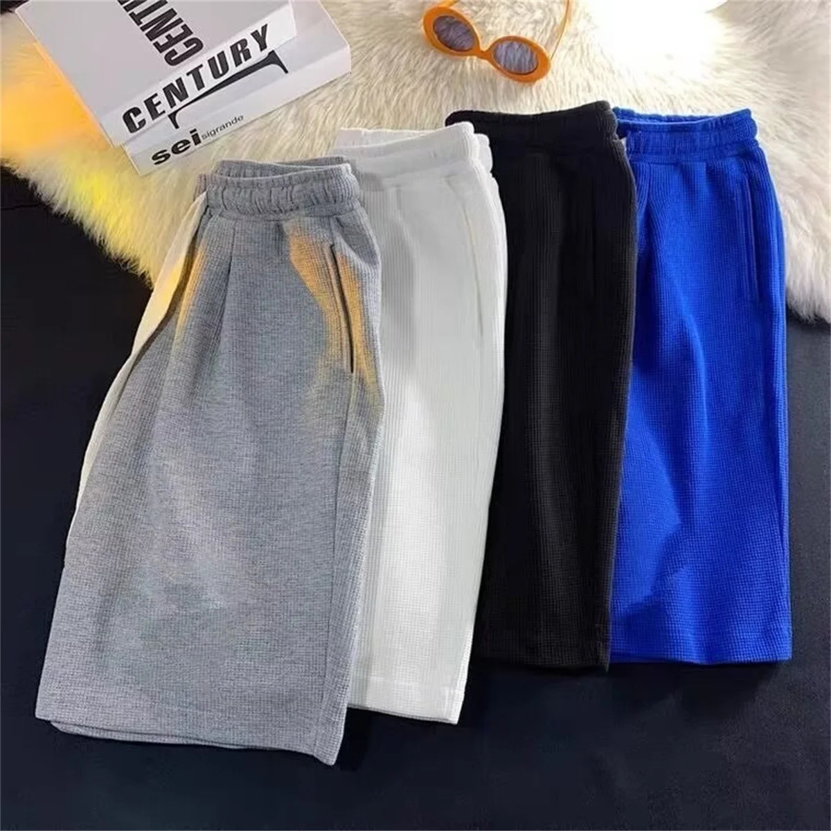 Solid Breathable Shorts Summer Mens Fashion Trendy Lightweight Drawstring Basketball Sports Fitness Large Middle Pants 250909