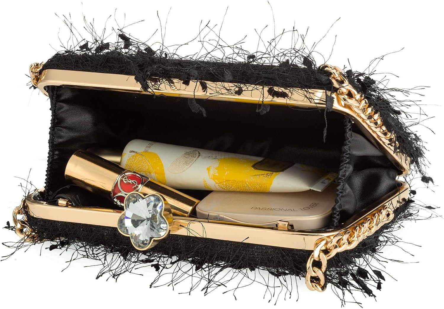 Clutch Purse for Women Cute Fluffy Evening Handbags Shoulder Bag for Wedding Party Banquet Z25909