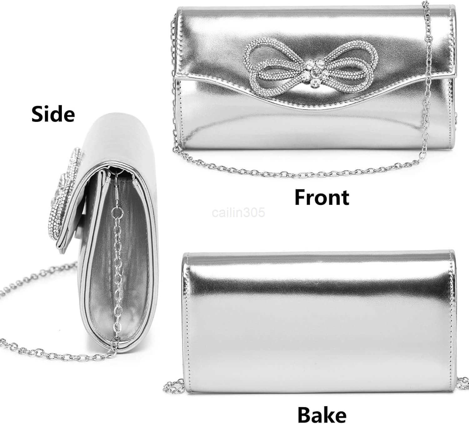 Evening Clutch Purses for Women Formal Party Clutch Bags Cocktail Prom Shoulder Handbags Shiny Crystal Bow Flap Purses Z25909