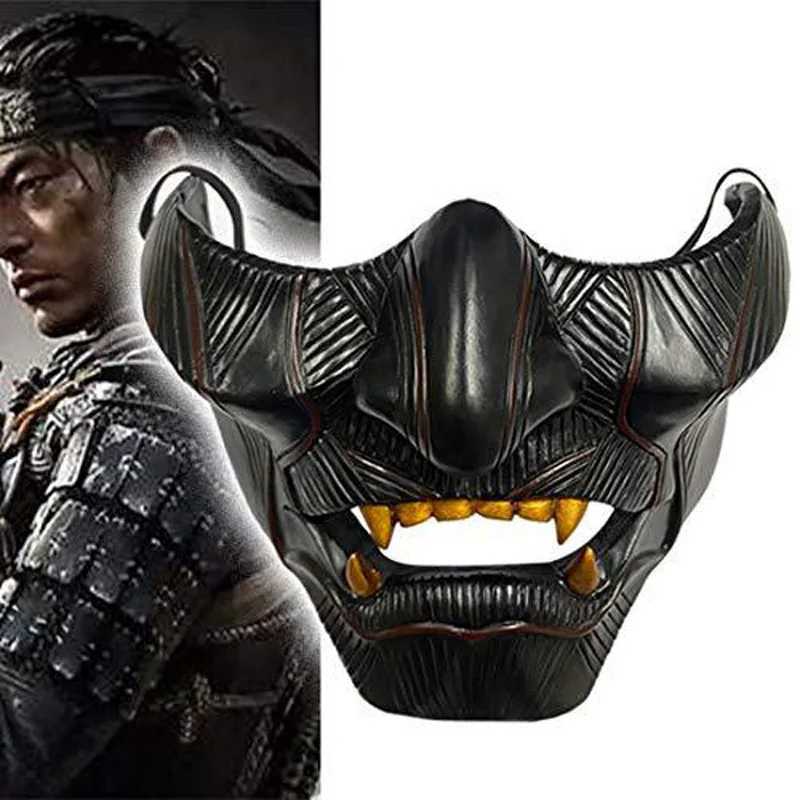 Ghost of Tsushima Mask Jin Sakai Cosplay Half Face Samurai Warrior Face Prop Halloween Hannya Mask Decoration Party Prop Resin H250908