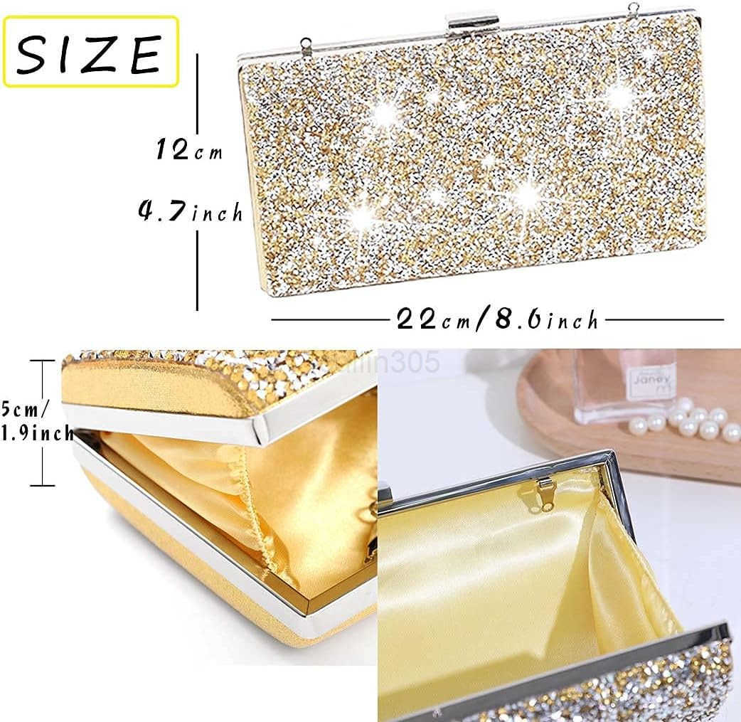 Glitter Evening Clutch Bag Single Sided Diamond Bag Crossbody Purse Wedding Party Bag for Women Z25909