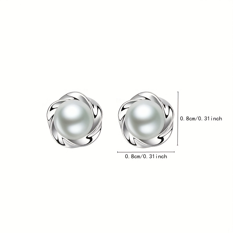 Everyday Elegance, Elegant Ladies Artificial Pearl Earrings - Handsome Alloy Fashion Jewelry, Classic Round Design, Perfect for Everyday Wear, Pearl E