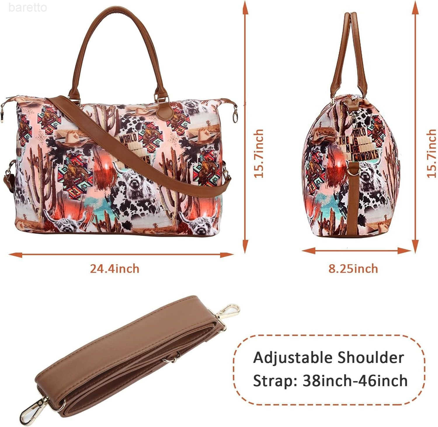 Bag Duffle Bag For Women Large Travel Tote Bag Overnight Weekend Bags With Shoulder Strap Cow Leopard Atzec Z250909