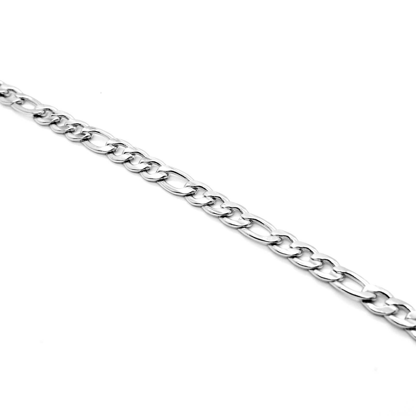 Silver Color Curb Cuban Bracelet For Men Jewelry Stainless Steel Figaro Link Chain Bracelets Hand Jewelry Anklet GiftsXJ250909