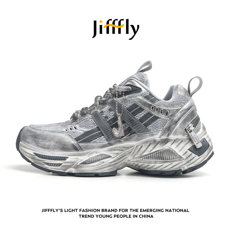 Jifffly free shipping designer shoes men's autumn winter new versatile trendy sneakers height increase vintage couple height increase sports shoe