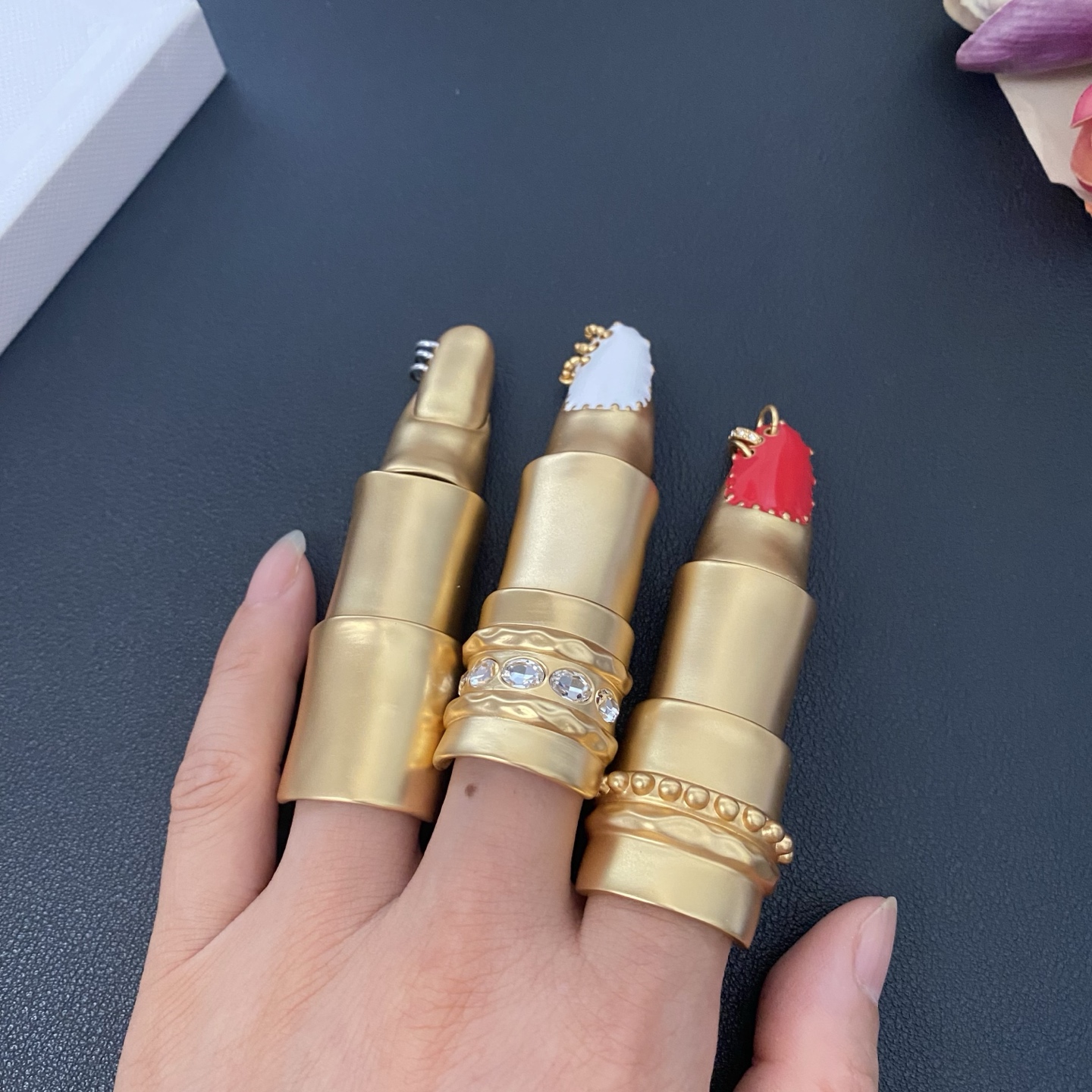 New Designed exaggerated ARTICULATED FINGER RING Schiaparelli Devil's Eye Ring Open Finger Set r Designer Jewelry Schiaparelli-R1888