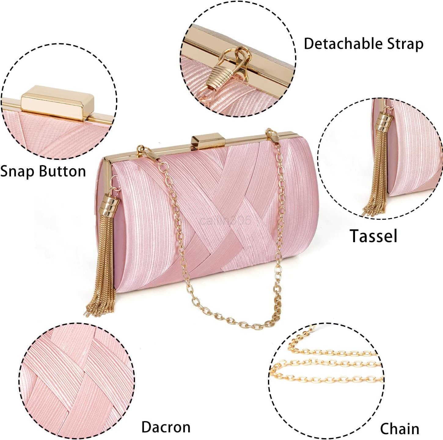 Purses for Women Formal Evening Clutch Purse Shoulder Cross Body Bags for Wedding Party Handbag with Tassel Z25909
