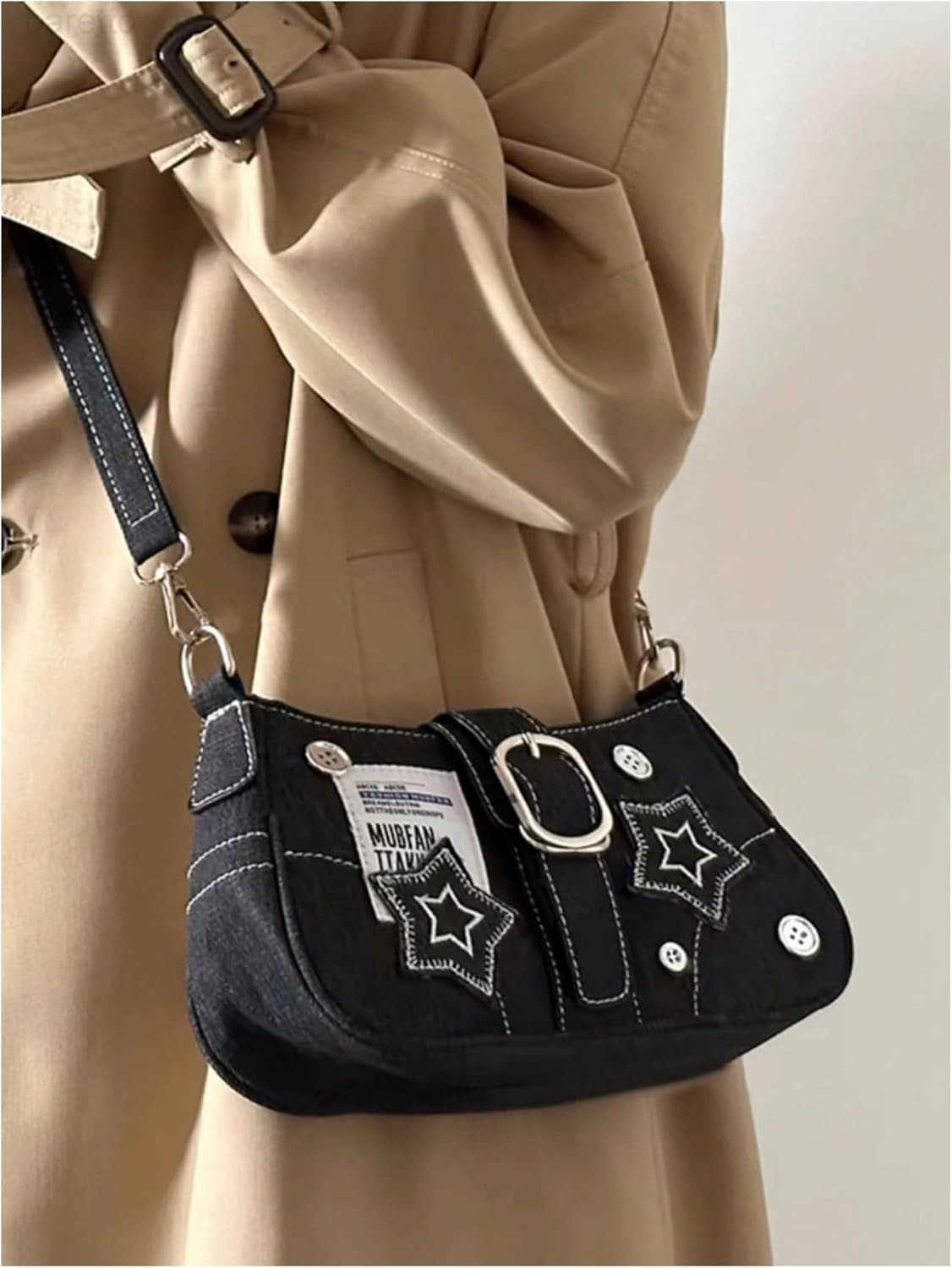 Womens Star Chain Single Strap Buckle Y2K Shoulder Bags Medium Handbags Z250909