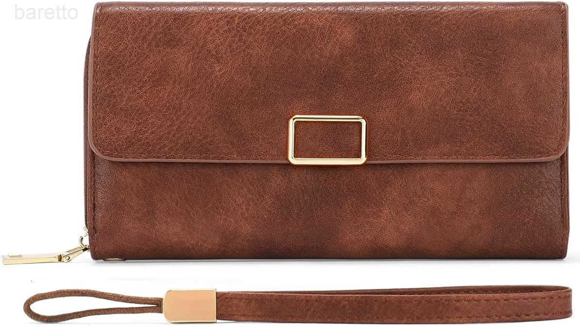 Leather Wallet Crossbody Shoulder Bag with Double Zipper and Mobile Phone Purse with Shoulder Strap Z250909