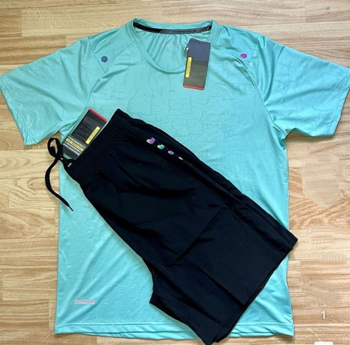 Fashion gym quick drying Set clothes for men's summer loose short sleeved yoga t-shirts Sportwear breathable Tracksuit sweat wicking fitness leisure shorts