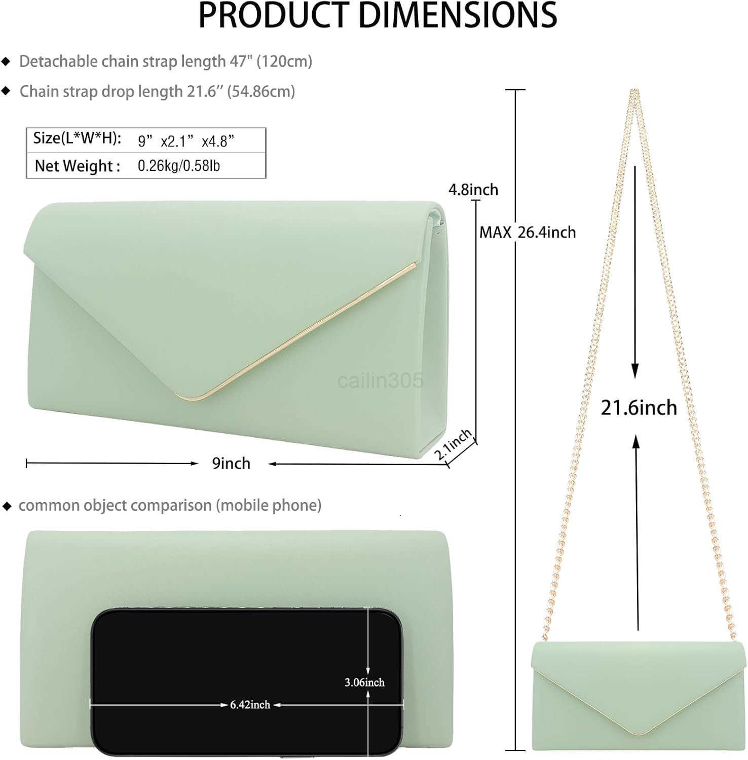 Leather Envelope Clutch Bag Classic Dressy Purse Foldover Evening Handbag Z25909