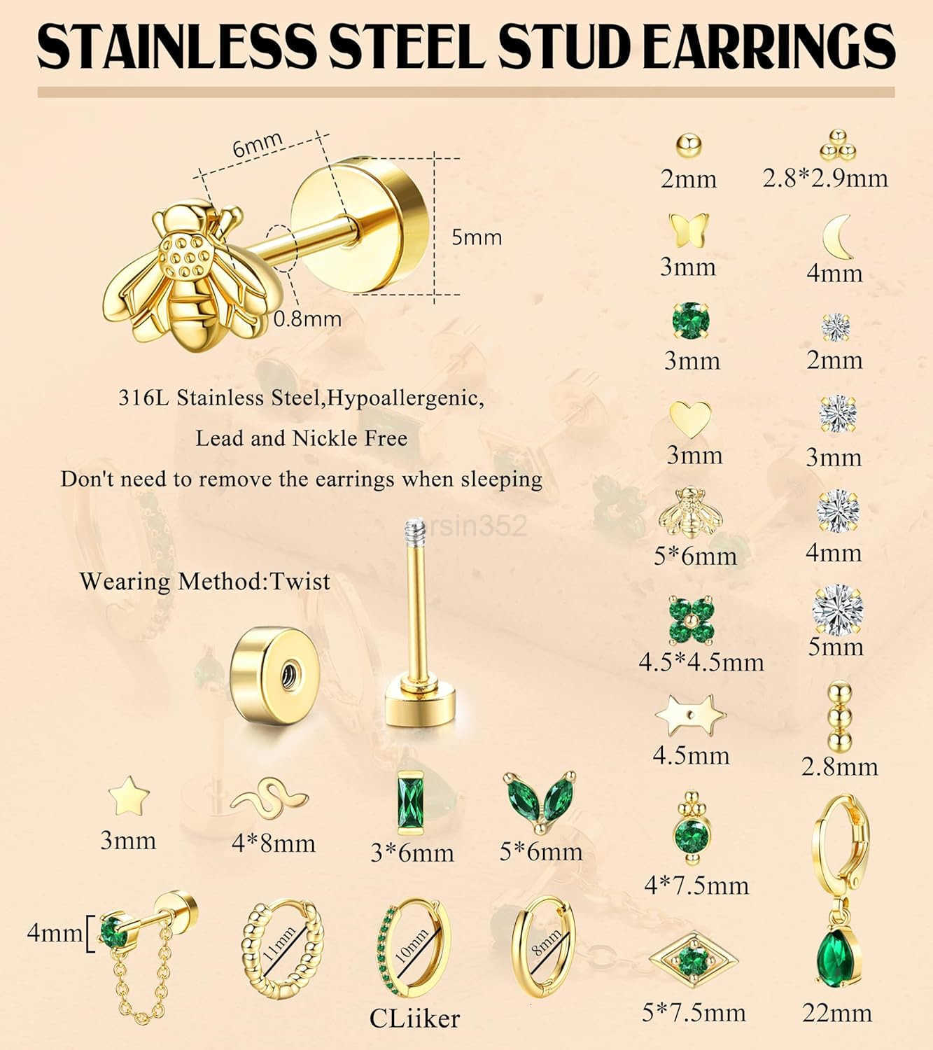 Flat Back Earrings for Women Hypoallergenic Surgical Steel Earrings for Sensitive Ears 20G Small Stainless Steel Flatback Stud Hoop Cartilage Earring 