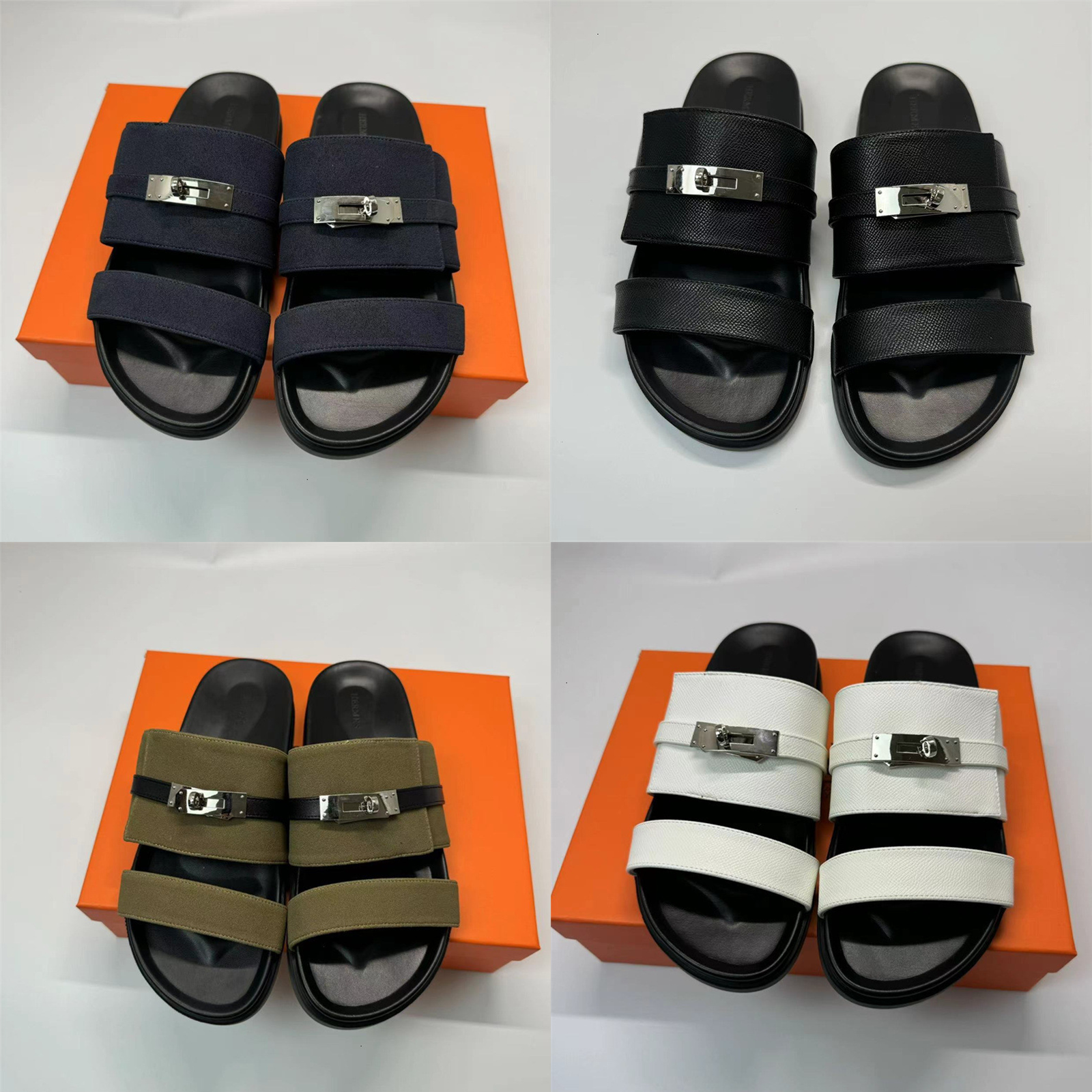 2025 New Style Men's Slippers Flat Leather Shoes Straight Drag Men Flat Leather Slippers Comfortable Straight Toe Design