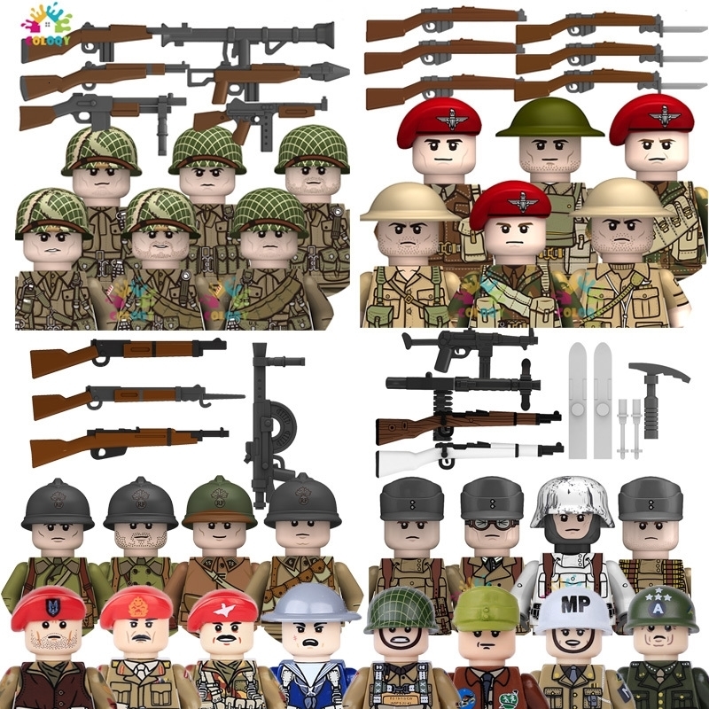 Kids Toys WW2 Building Blocks 4pcsset US UK Soviet Soldiers Mini Action Figures Educational Toys For Kids Boys Christmas Gifts 250908
