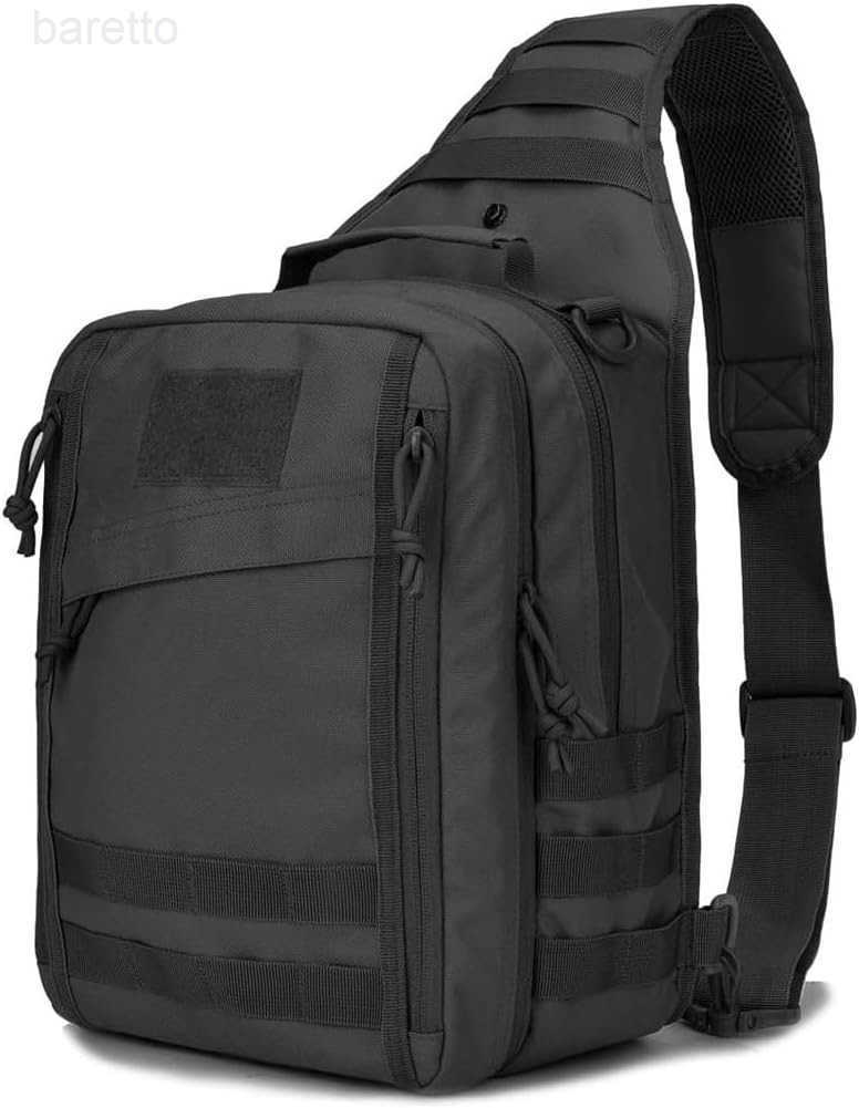 Tactical Sling Bag Pack with Small Gun Holster Small Single Shoulder Sling Pack MOLLE Everyday Carry Bag Black Z250909