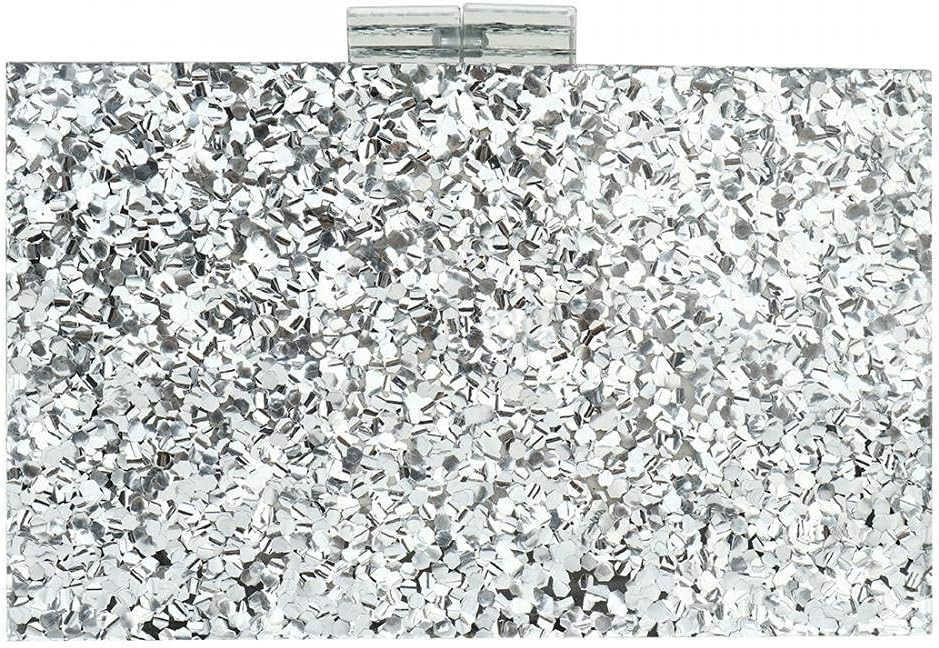 Women Sequin Acrylic Clutch Box Crossbody Bag Handbag Bridal Party Cocktail Evening Clutch Purse Z25909