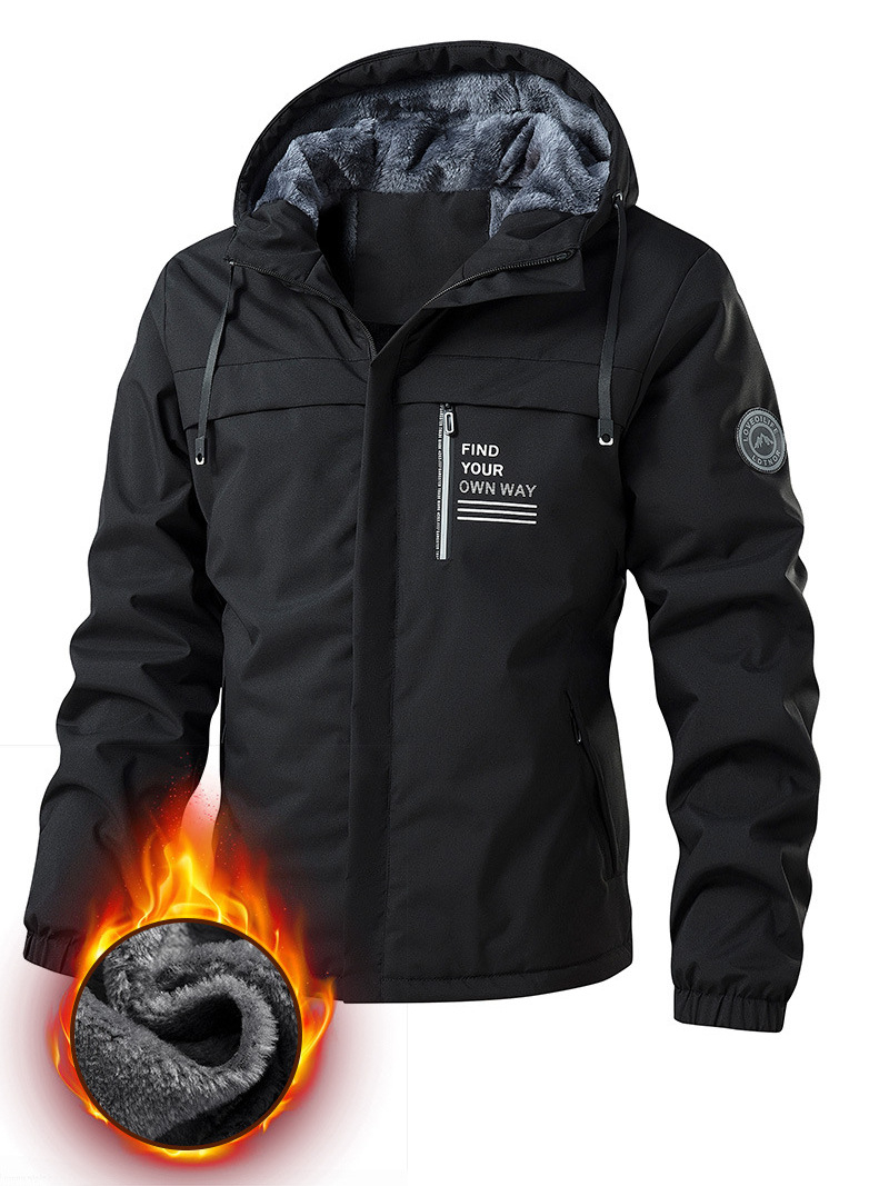 new Free shipping designer Autumn and winter new velvet style jacket mens hooded casual jacket loose and comfortable coat