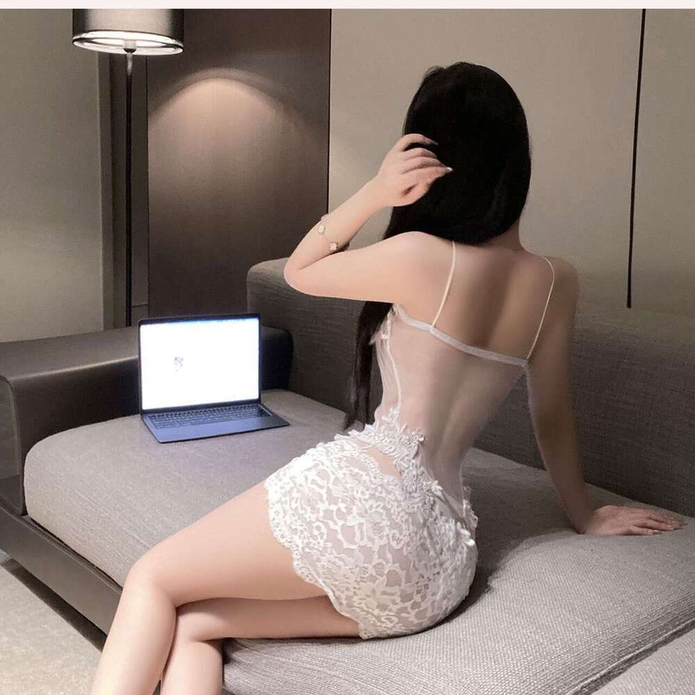 2025 Lingerie Heavy Craft Pure Desire Vacation French Style Sheer Lace Trim Mesh Sexy QQNY Camisole Nightdress
