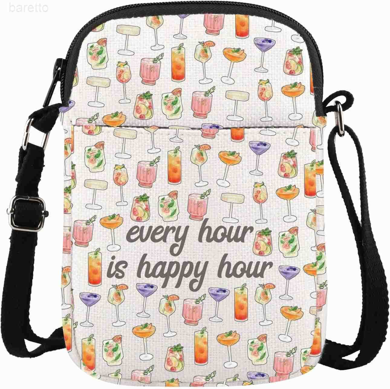 Bartender Gifts Cocktail Crossbody Bag Bartender Gifts for Cocktail Lovers Every Hour is Happy Hour Drinks Party Gift Z250909