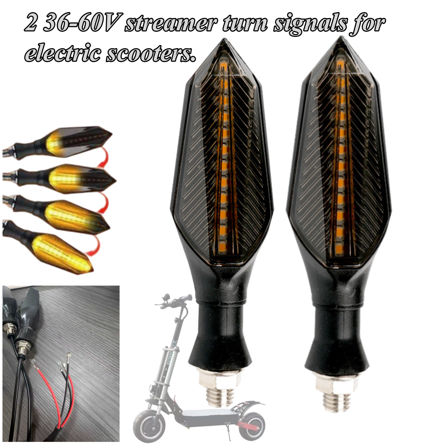 E-bike accessories Blue running water effect yellow light Wide voltage 60V universal turn signal for ES19/TI30/ES18P/T30/ES18Lite/L8S Pro Modific