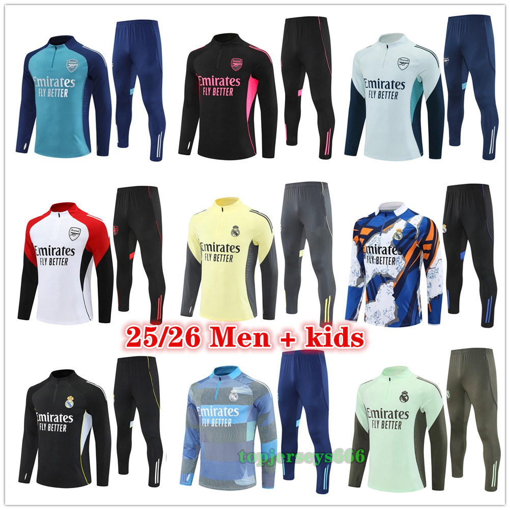2025 2026 Madrids Arsen soccer tracksuit Men and kids kits 25 26 football tracksuit jersey training suit Survetement Foot chandal futbol tuta