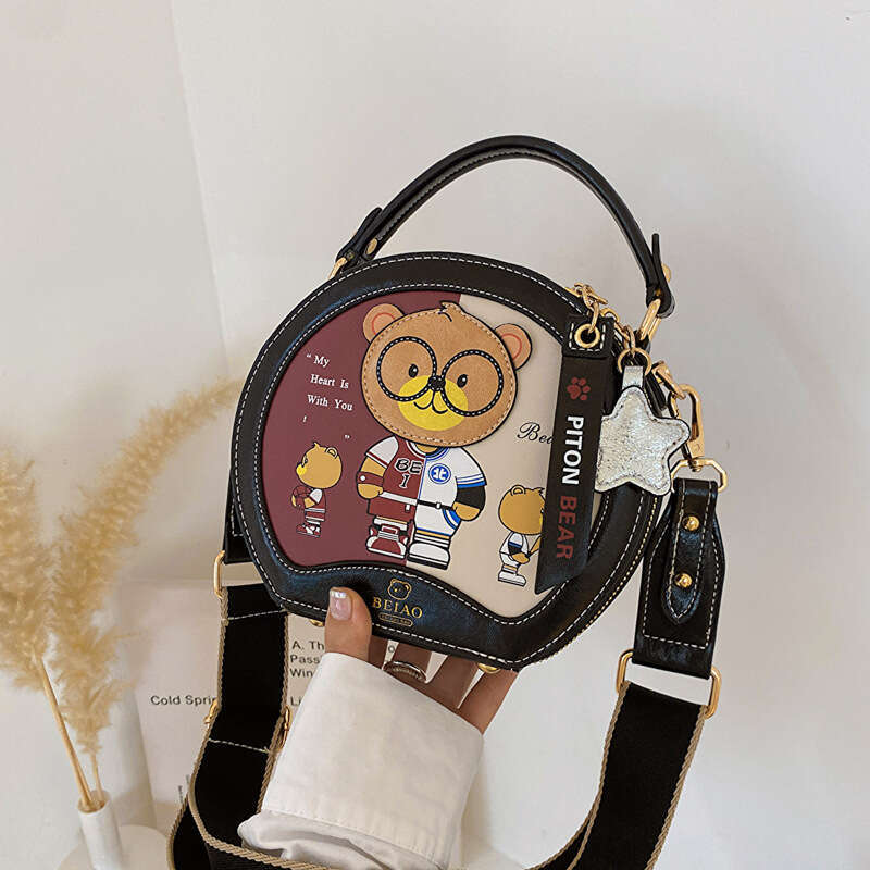 Color-Block Beibao Printed Handbag Small Square Bag For Women 2024 New Versatile Round Cake Niche
