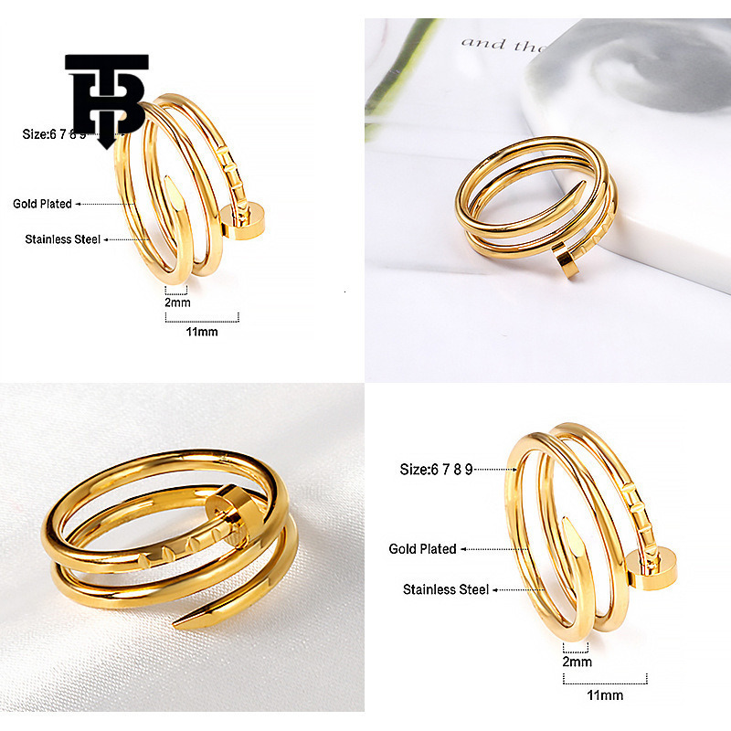 TB BHULAMTE Free Shipping New Designer Accessory Star Harmony Nail Titanium Steel Ring For Couples Classic Diamond Free Spiral Index Finger Jewelry Na