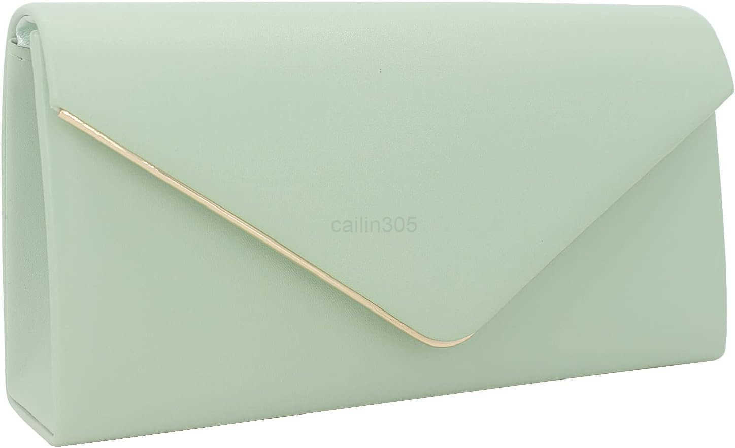 Leather Envelope Clutch Bag Classic Dressy Purse Foldover Evening Handbag Z25909