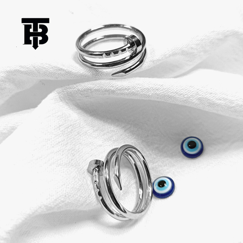 TB BHULAMTE Free Shipping New Designer Accessory Star Harmony Nail Titanium Steel Ring For Couples Classic Diamond Free Spiral Index Finger Jewelry Na