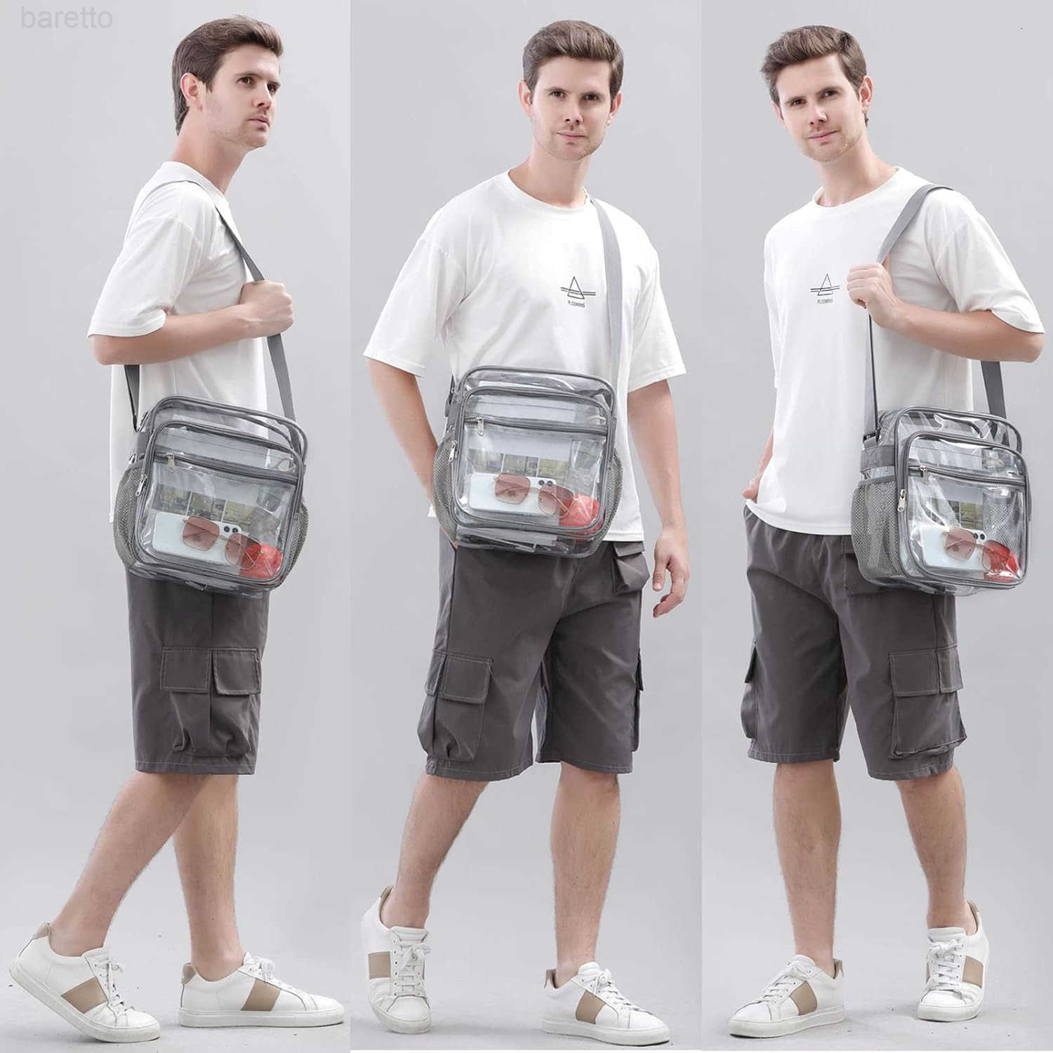 Bag Stadium Approved Clear Crossbody Messenger Shoulder Bag with Adjustable Strap for Concerts Sports Events Z250909