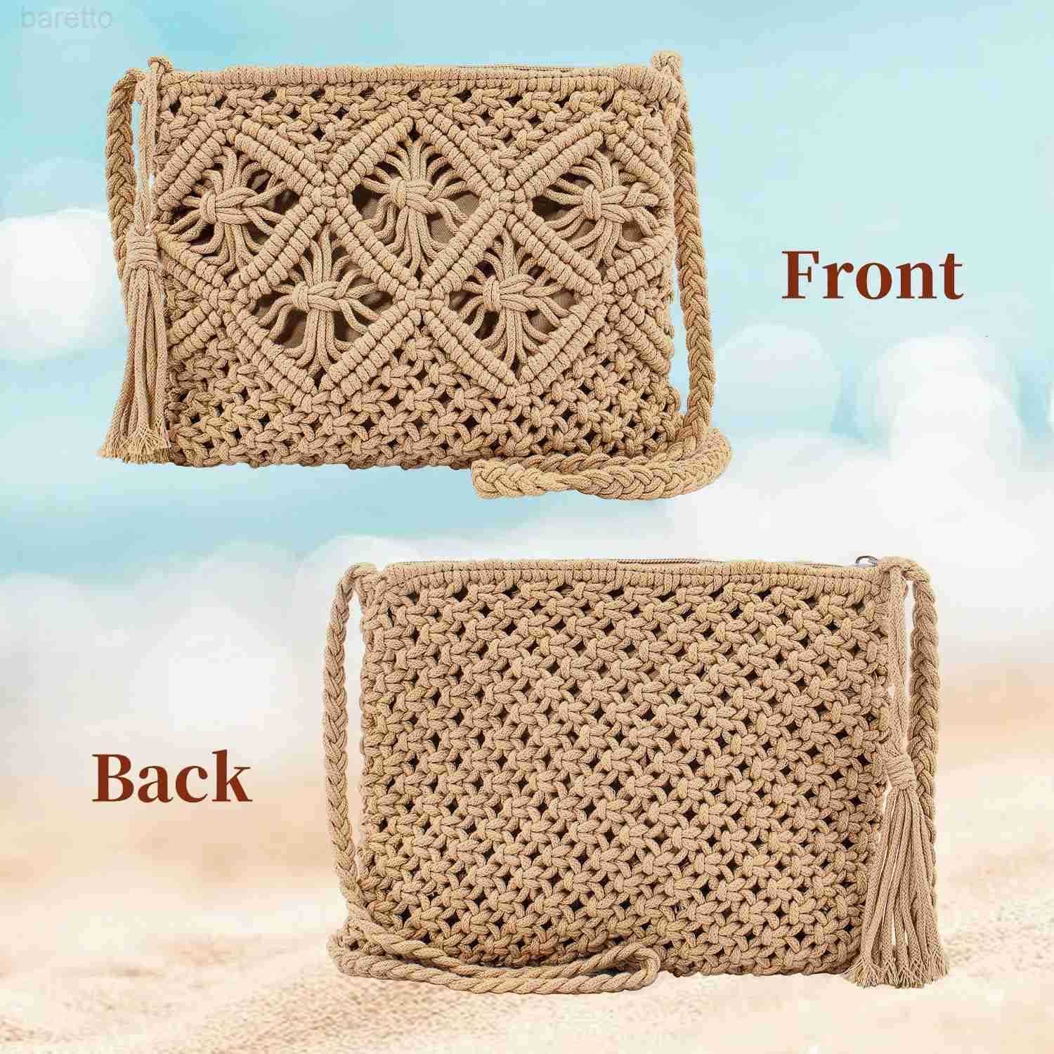 Crossbody Bag Purse For Women Bohemian Shoulder Bag Woven Crochet Purse For Summer Beach Travel Clutch Handbag Z250909