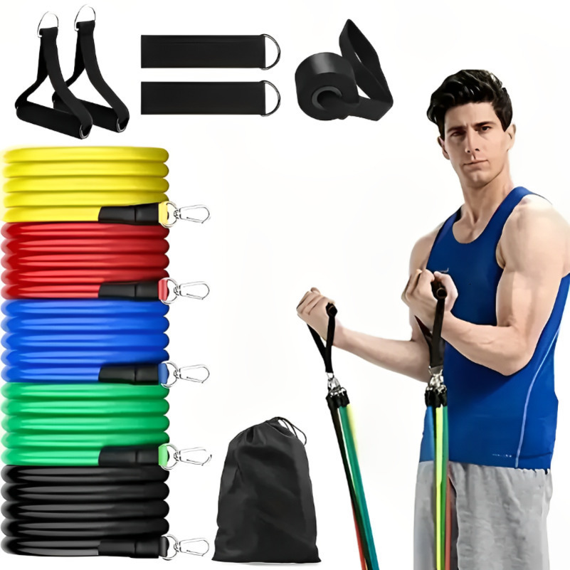 11pcsSet Pull Rope Resistance Bands Portable Fitness Equipment Ankle Strap Chest Expander Elastic Exercise Band w250908