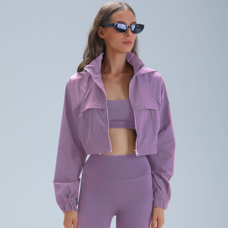 Zipper Short Style Outdoor Running Sports Slimming Fiess Jacket With Hat Quick Drying Sports Top Yoga Clothes
