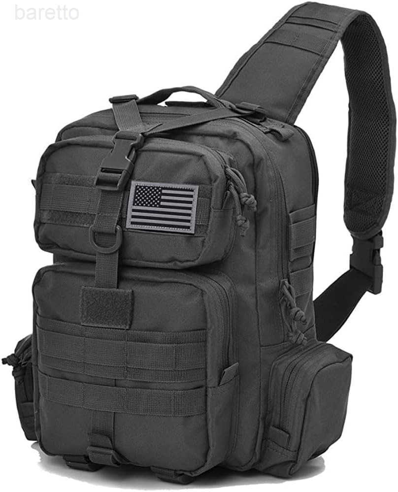 GEAR Tactical Sling Bag Military Style Single Shoulder Sling Pack with USA Tactical Flag Patch Tan with flag patch Z250909