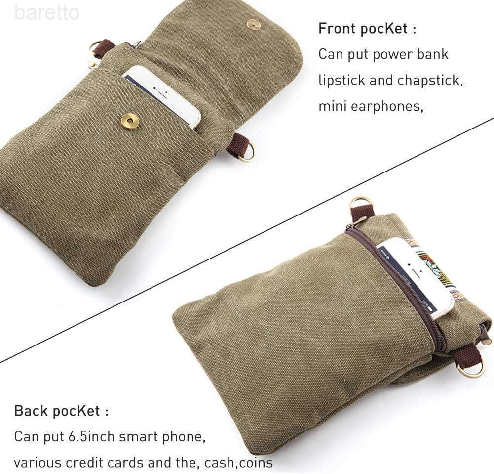 Vintage Embroidered Canvas Flip Small Crossbody Bag Cell Phone Pouch for Women Wristlet Wallet Bag Coin Purse Z250909