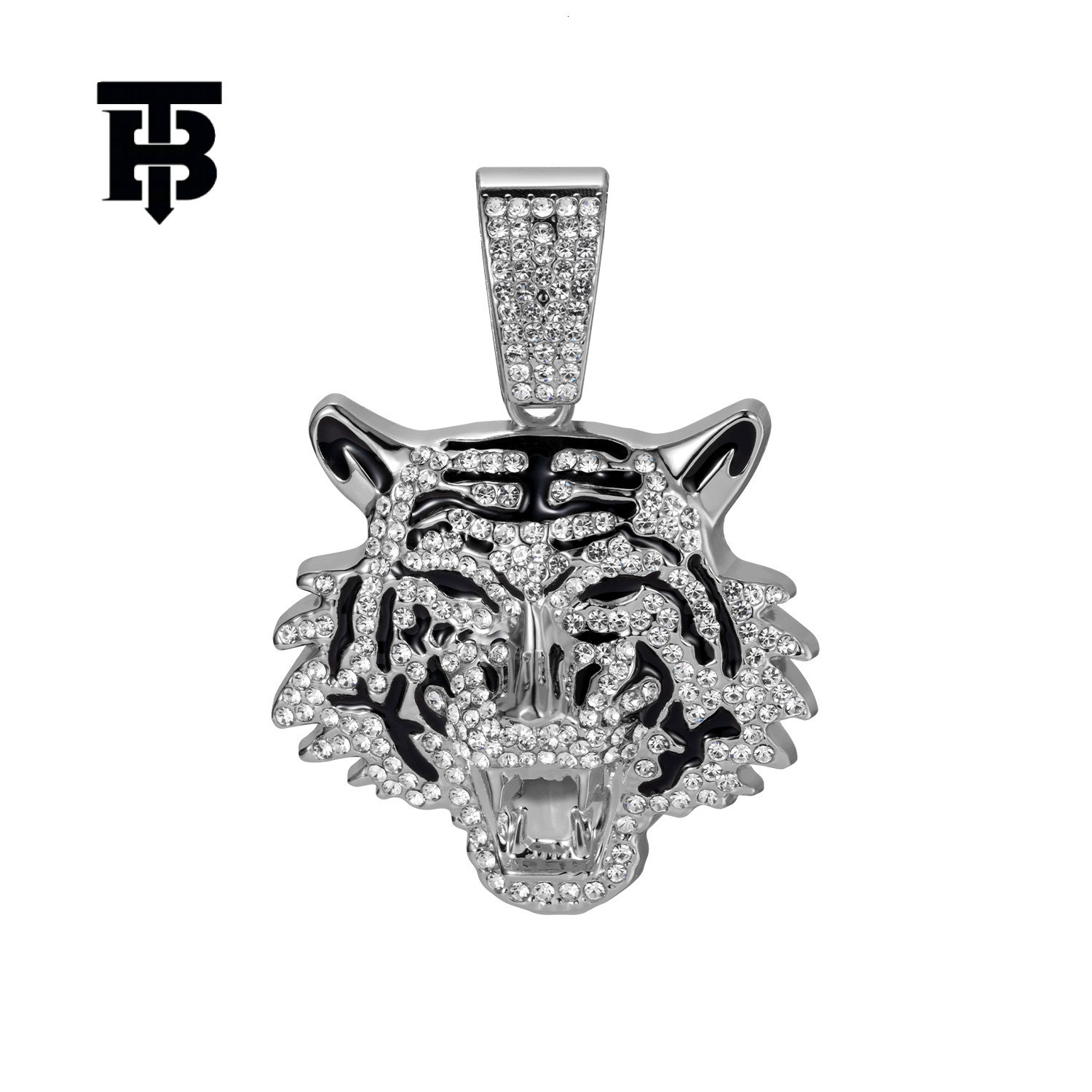 TB BHULAMTE Free Shipping New Designer Accessories Hot Selling High-quality Tiger Pendant Alloy Full Diamond Cuban Chain Hip-hop Trendy Men's Jew