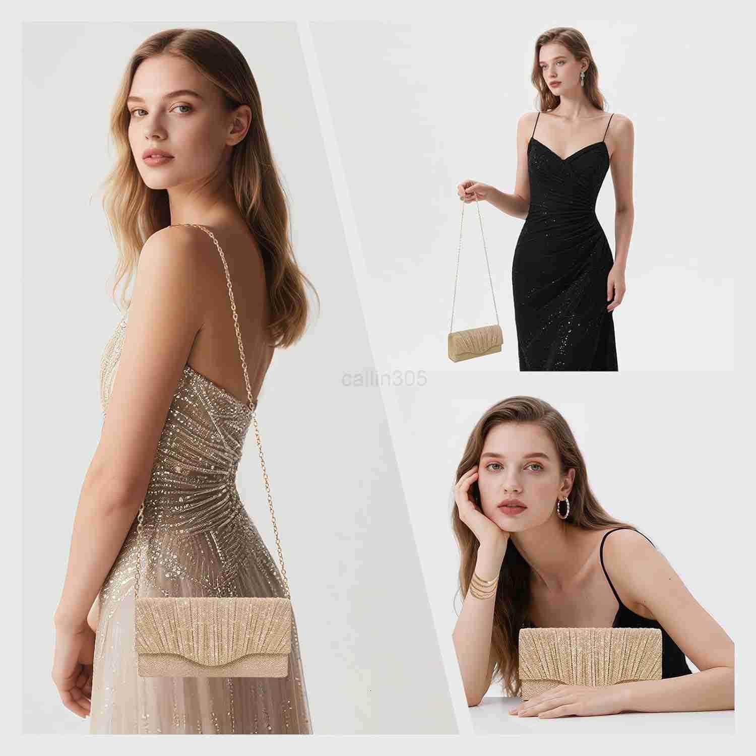 Clutch Purses for Women Evening Elegant Handbag with 5 Bracelets Clutch or Crossbody Style for Wedding and Prom Z25909