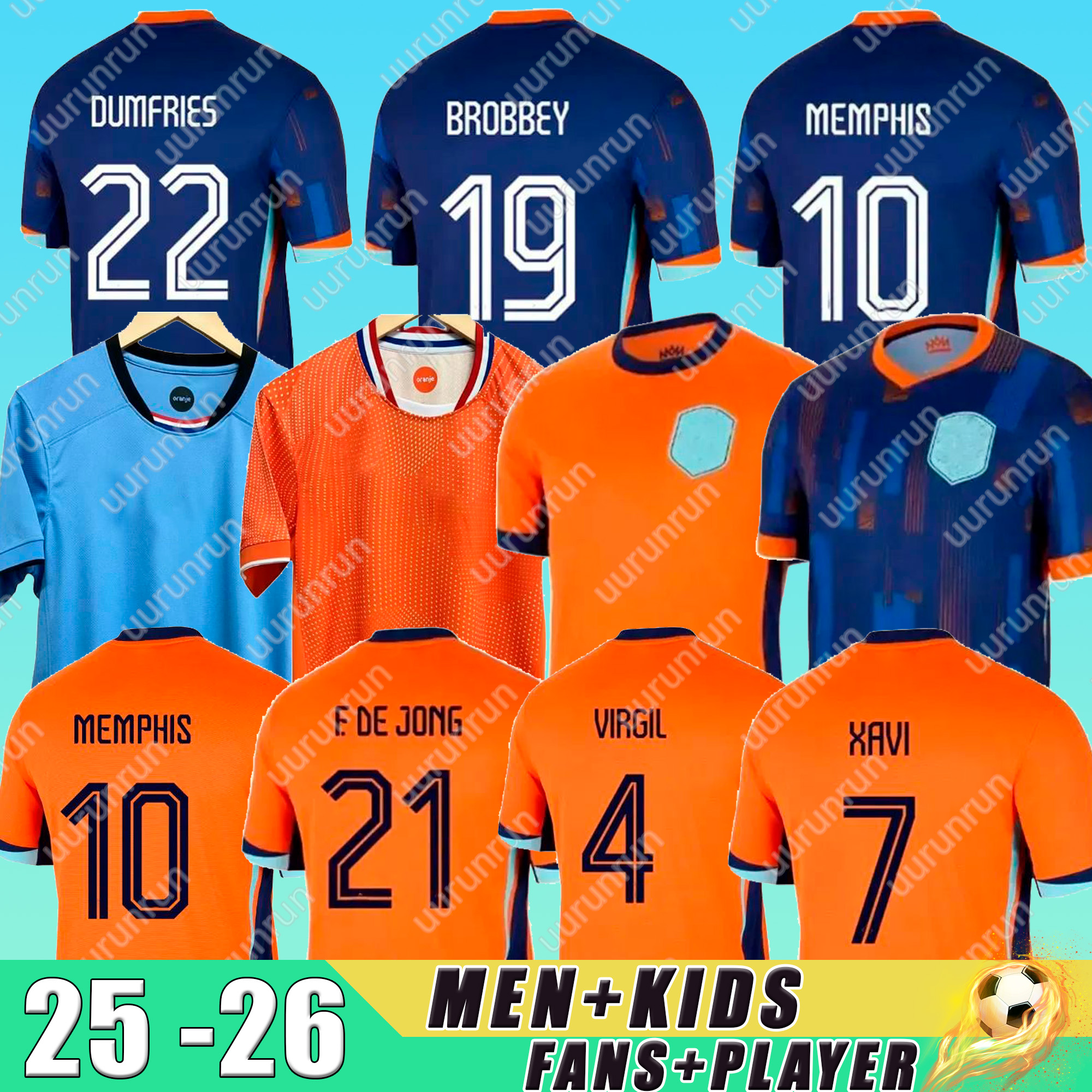 2025 2026 Soccer Jersey Euro Cup 25 Dutch National Team Football Shirt Men Kids Kit Full Set Home Away MEMPHIS XAVI GAKPO NETHErlANds European HoLLAnd Club 1988 Retro