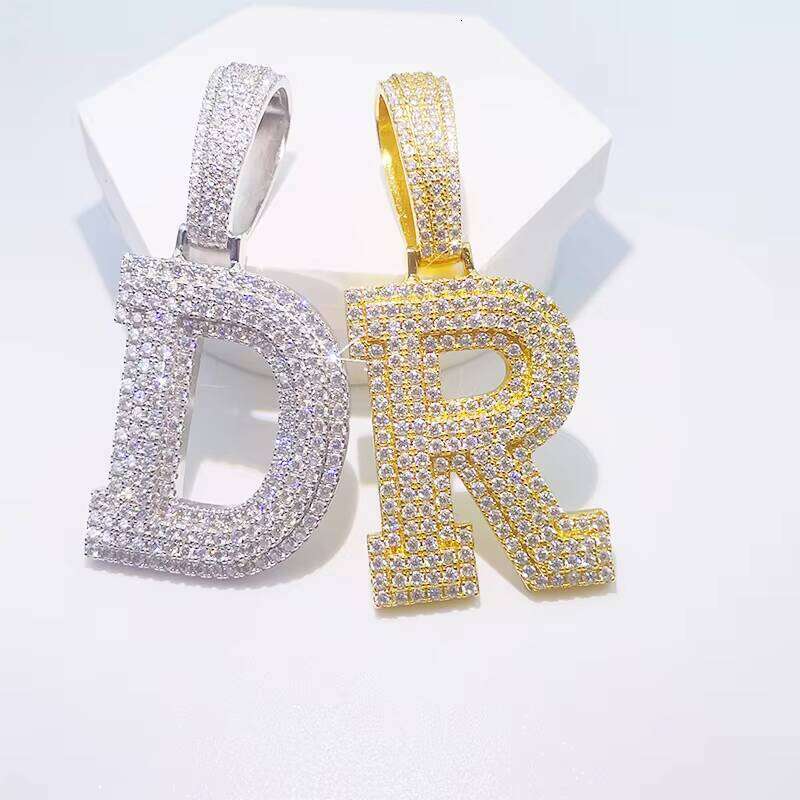 Hip Hop Jewelry Sterling Sier Iced Out Big Initial Men's Lab Moissanite Pendant