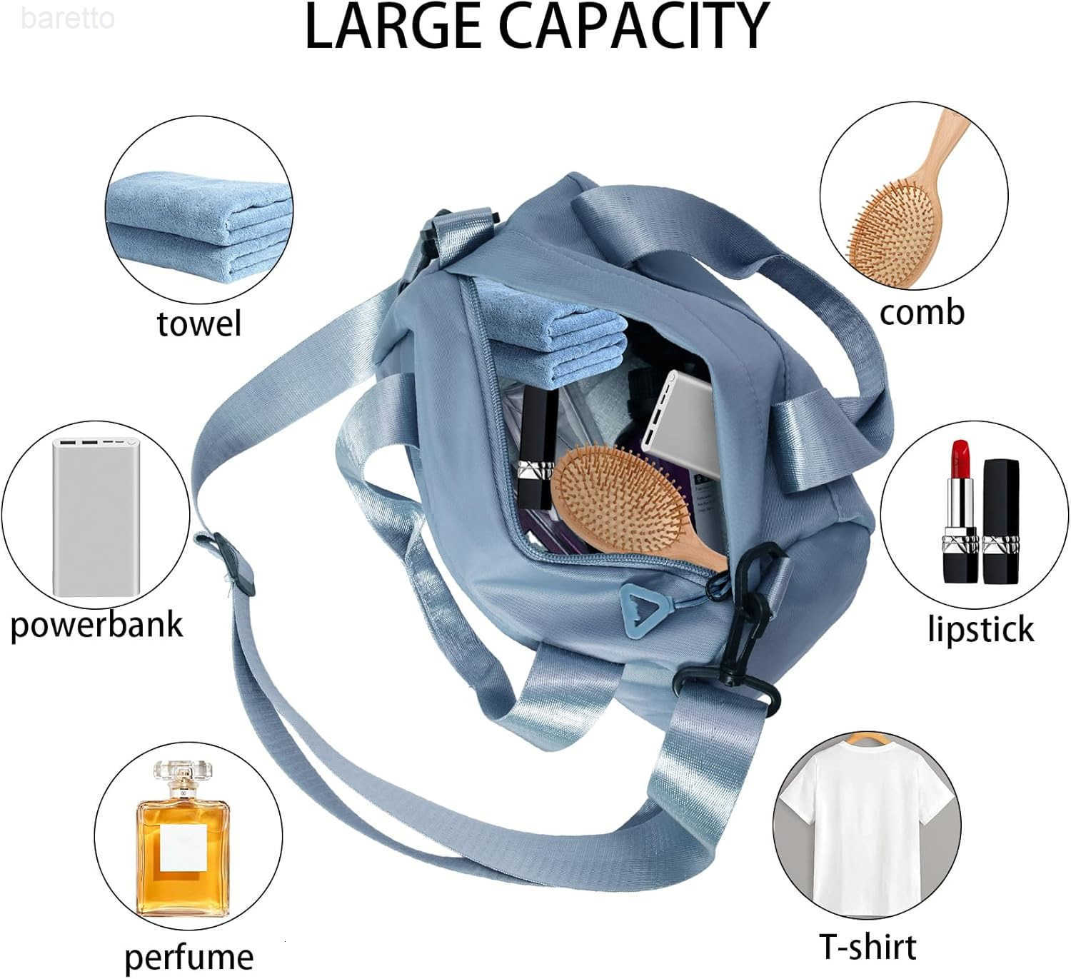 Black Gym Bag Sport Bag Adjustable Small Duffle Bag Detachable Strap Gym Tote For Women Small Duffle Bag Blue Z250909