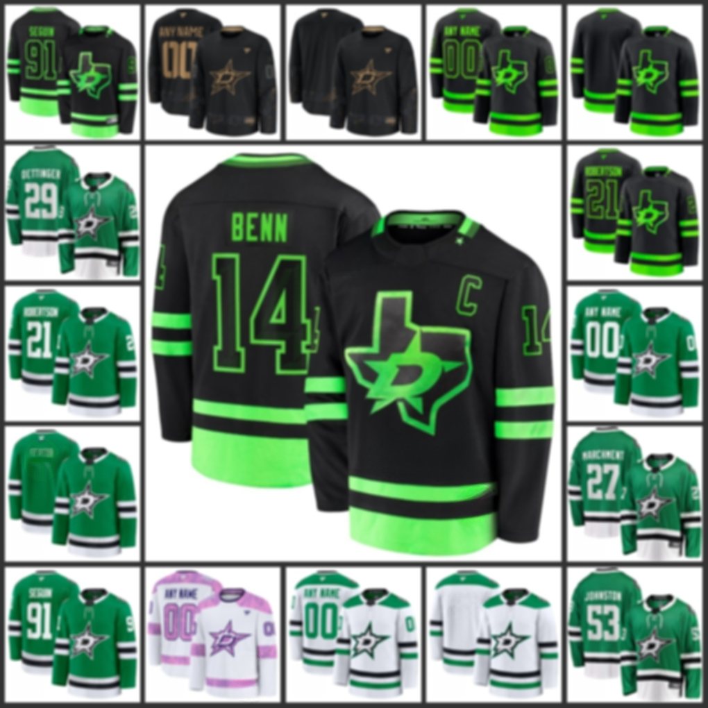Hockey Jersey Tyler Seguin Jake Oettinger Tyler Seguin Wyatt Johnston Jason Robertson Mason Marchment Joe Pavelski Alternate Custom